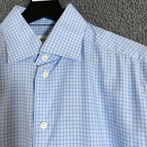 Eton Fine Twill Cotton Contempoary Check Button Up Shirt - Men's Size 39/15.5 - Picture 1 of 8